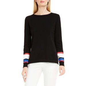 Vince Camuto Black Sweater with Striped Cuff